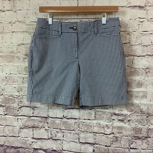 Lands End Navy Check Flat Front Chino Shorts
